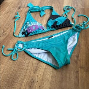 Billabong Teal and Black Bikini